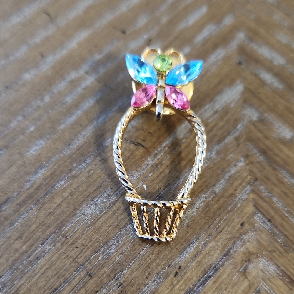 Colorful Butterfly on Basket Pin